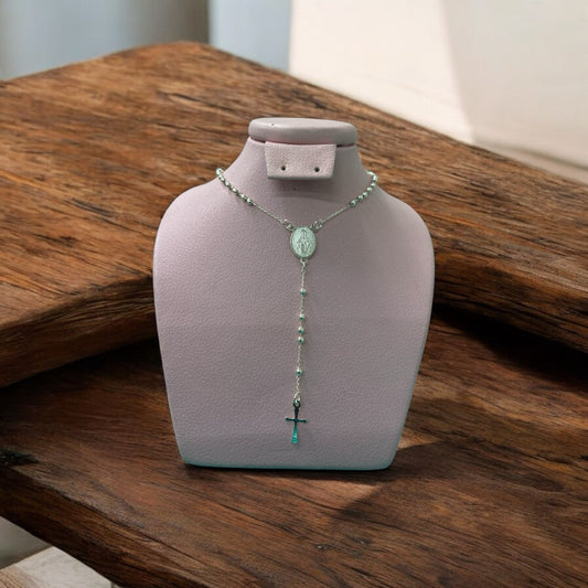 Rosario Plateado #3 Acero