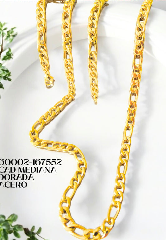 Cadena mediana dorada acero